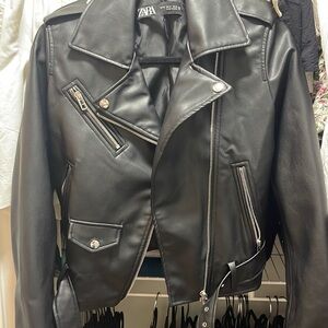 Zara black leather jacket